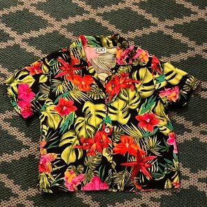 Women’s Vintage Cropped Hawaiian Tropical Blouse- XS/S